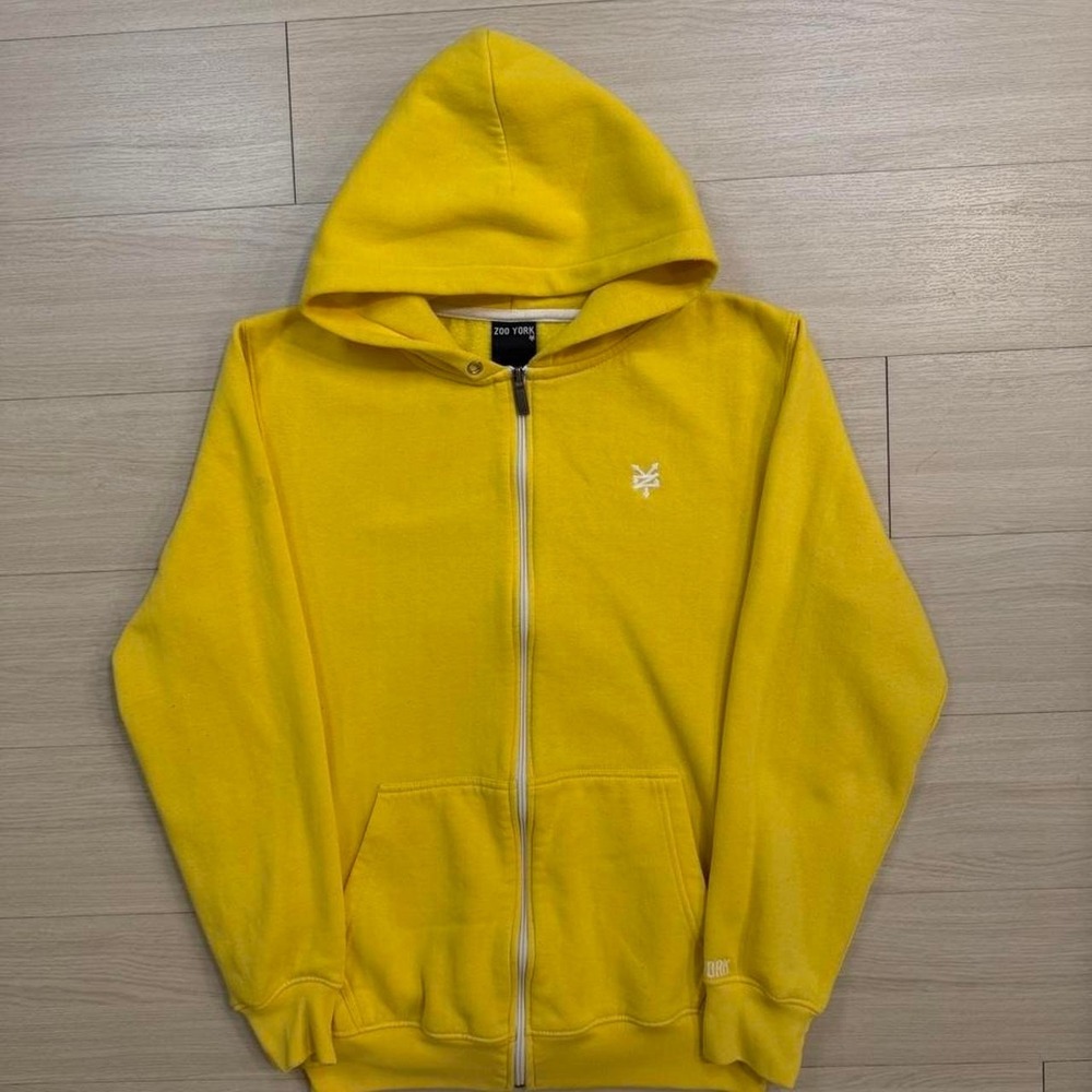 Zoo York Basic Logo Yellow Full Zip Hoodie Mens Size XL Skater